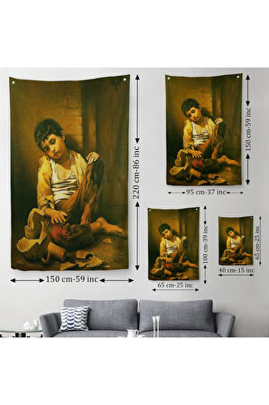 İranlı Ressam Morteza Kartouzıan Garip Çocuk Eseri Duvar Örtüsü - Halısı-6088