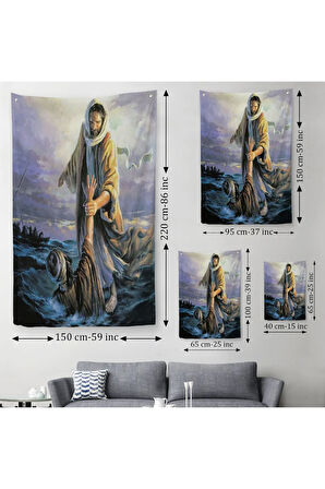 İsa Peteri Kurtarıyor Duvar Örtüsü - Halısı, Hırıstıyan Hediyesi, Jesus Saving Peter-6092