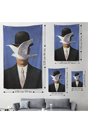 Melon Şapkalı Adam René Magritte Duvar Örtüsü - Halısı-6099