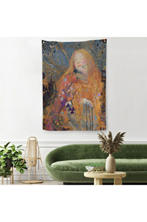 Sarışın Güzel Kadın Duvar Örtüsü - Halısı-6100