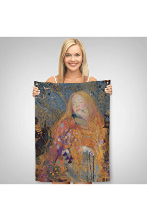 Sarışın Güzel Kadın Duvar Örtüsü - Halısı-6100