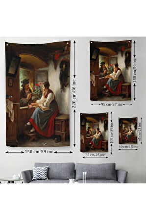 Ortaçağ Avrupası Sevgililer Duvar Örtüsü - Halısı-6103