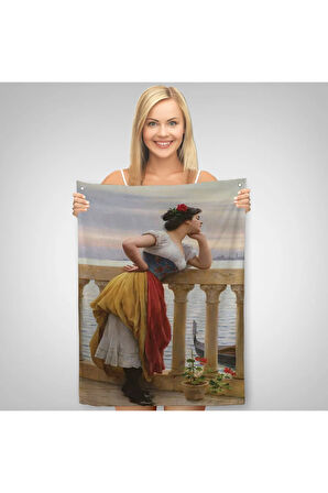 Eugen von Blaas ın Bekleyiş İsimli Eseri Duvar Örtüsü - Halısı-6117