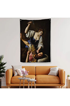 Giuseppe Vermiglio'un Jael and Sisera İsimli Eseri Dekoratif Duvar Örtüsü - Halısı-6121