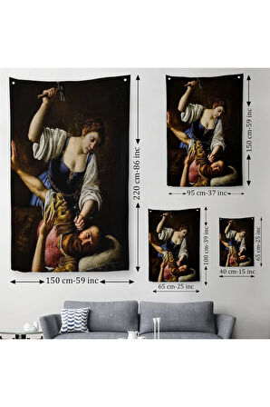 Giuseppe Vermiglio'un Jael and Sisera İsimli Eseri Dekoratif Duvar Örtüsü - Halısı-6121