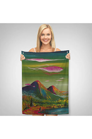 Dağ Manzarası Dekoratif Duvar Örtüsü - Halısı-6122