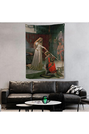 Edmund Leighton The Accolade Dekoratif Duvar Örtüsü - Halısı-6130