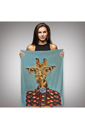 Sosyetik Zürafa Dekoratif Duvar Örtüsü - Halısı6131