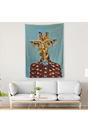 Sosyetik Zürafa Dekoratif Duvar Örtüsü - Halısı6131