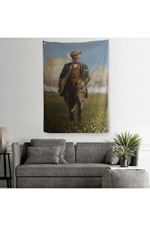 Tarlada Yürüyen Mustafa Kemal Atatürk Duvar Örtüsü - Halısı-6132
