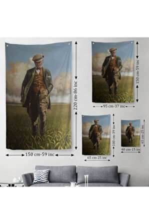 Tarlada Yürüyen Mustafa Kemal Atatürk Duvar Örtüsü - Halısı-6132