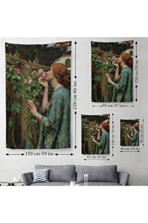 Gül Koklayan Güzel Helen Dekoratif Duvar Örtüsü - Halısı-6138