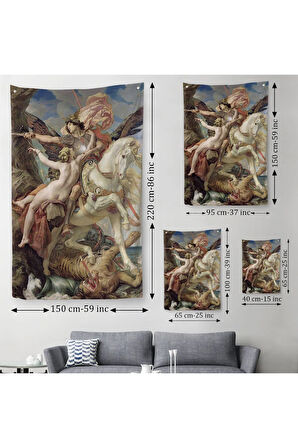 Ruggiero ve Angelica Kurtuluş Eseri Dekoratif Duvar Örtüsü - Halısı-6139