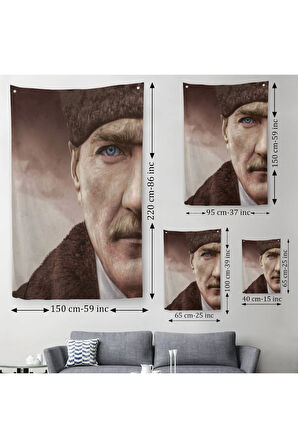 Mustafa Kemal Atatürk Dekoratif Duvar Örtüsü - Halısı -6166