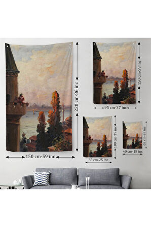 Galata Kulesinde Ezan Okudan Adam Duvar Örtüsü - Halısı-6177