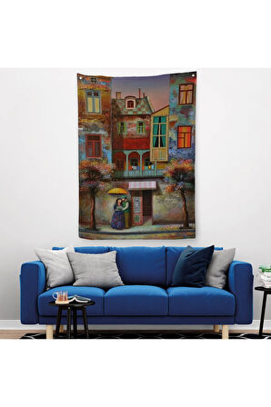 Aşık Çift Kanvas Duvar Örtüsü - Halısı-6179