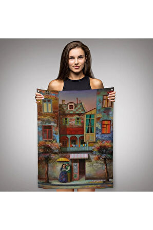 Aşık Çift Kanvas Duvar Örtüsü - Halısı-6179