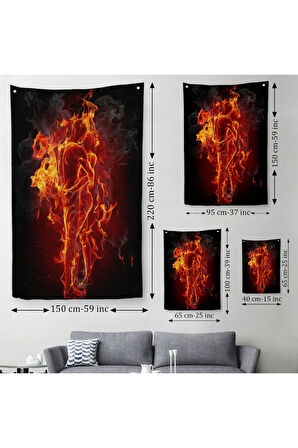 Ateşli Çift Dekoratif Duvar Örtüsü - Halısı -6183