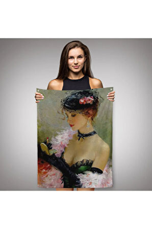 Makyaj Yapan Güzel Kadın Dekoratif Duvar Örtüsü - Halısı -6187