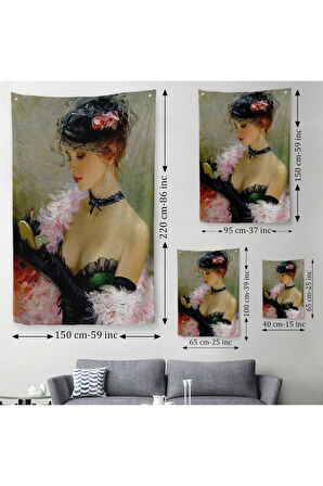 Makyaj Yapan Güzel Kadın Dekoratif Duvar Örtüsü - Halısı -6187