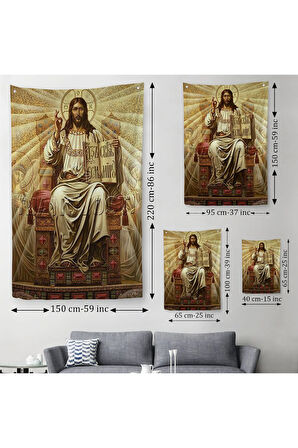 Hz İsa Duvar Örtüsü - Halısı, Long live Christ the King-6189