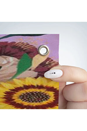 Çiçek Kafalı Kız Çocuğu Dekoratif Duvar Örtüsü - Halısı-6190