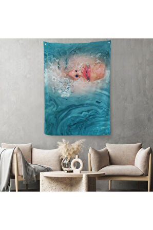 Su Altındaki Kadın Dekoratif Duvar Örtüsü - Halısı-6202