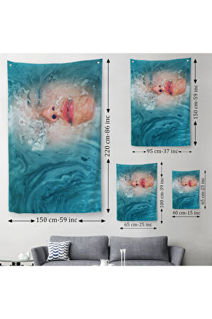 Su Altındaki Kadın Dekoratif Duvar Örtüsü - Halısı-6202