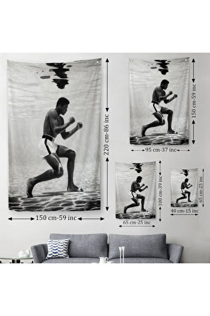 Su Altında Antreman Yapan Boksor Muhammet Ali Duvar Örtüsü-Halısı - Halısı-6204