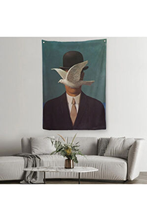 Rene Magritte Melon Şapkalı Adam Sürreal Duvar Örtüsü - Halısı-6210