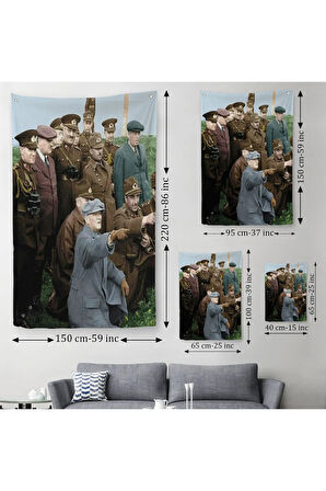 Atatürk Silah Arkadaşları İle Cephede Dekoratif Duvar Örtüsü - Halısı-6211