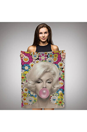 Marilyn Monroe Pembe Balon Duvar Örtüsü - Halısı-621