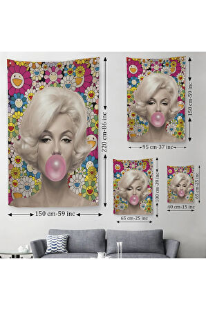 Marilyn Monroe Pembe Balon Duvar Örtüsü - Halısı-621