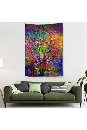 Sanatsal Cam Ağaç Duvar Örtüsü - Halısı-6220