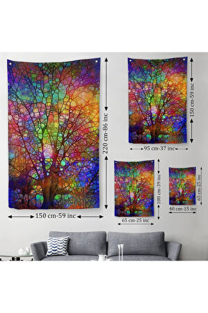 Sanatsal Cam Ağaç Duvar Örtüsü - Halısı-6220