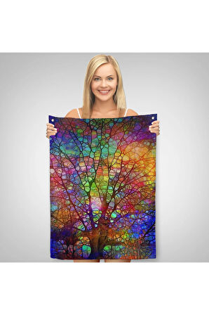 Sanatsal Cam Ağaç Duvar Örtüsü - Halısı-6220