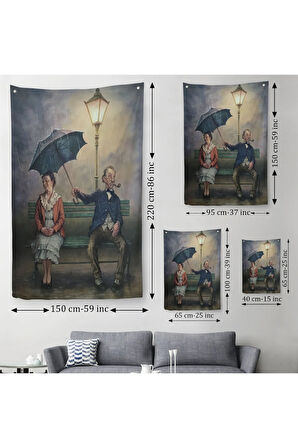 Yağmur Altındaki Küs Sevgililer Dekoratif Duvar Örtüsü - Halısı-6223