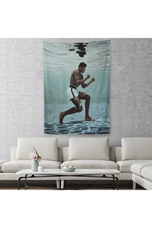 Su Altında Antreman Yapan Boksor Muhammet Ali Duvar Örtüsü - Halısı-6234