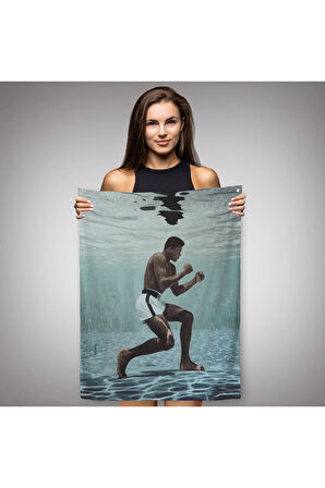 Su Altında Antreman Yapan Boksor Muhammet Ali Duvar Örtüsü - Halısı-6234