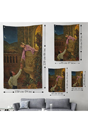 Sevgilisine Çiçek Veren Kadın Duvar Örtüsü - Halısı-6241