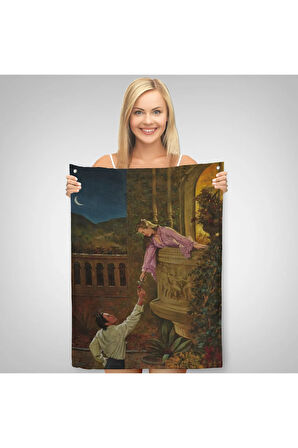 Sevgilisine Çiçek Veren Kadın Duvar Örtüsü - Halısı-6241