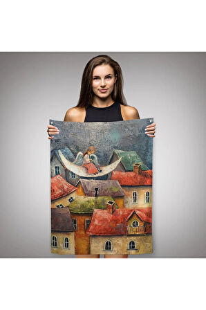 Gecenin Meleği Dekoratif Duvar Örtüsü - Halısı-6244