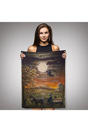 Cadılar Bayramı Helloven Dekoratif Duvar Örtüsü - Halısı -6251