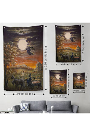 Cadılar Bayramı Helloven Dekoratif Duvar Örtüsü - Halısı -6251