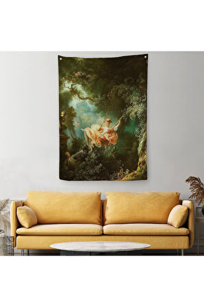 Jean-Honore Fragonard Salıncağın Mutlu Anları Duvar Örtüsü - Halısı-6253