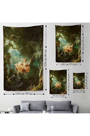 Jean-Honore Fragonard Salıncağın Mutlu Anları Duvar Örtüsü - Halısı-6253