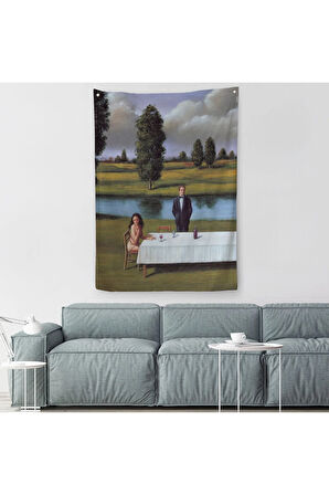 Nehir Kenarında Sevgilisini Bekleyen Kadın Duvar Örtüsü - Halısı-6258