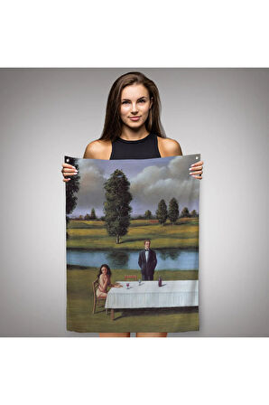 Nehir Kenarında Sevgilisini Bekleyen Kadın Duvar Örtüsü - Halısı-6258