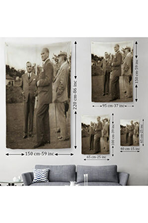 Atatürk ve Celal Bayar Kılıç Ali ile Muhafız Alayında Denetlemede Bulunurken Duvar Örtüsü 6259