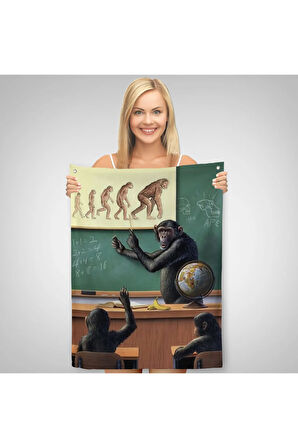 İnsanın Tersine Evrimine Anlatan Manmun Duvar Örtüsü - Halısı-6265